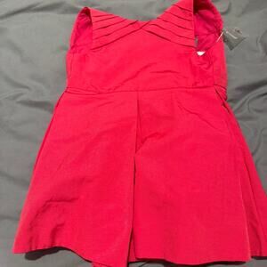 Red jacadi dress with pleated